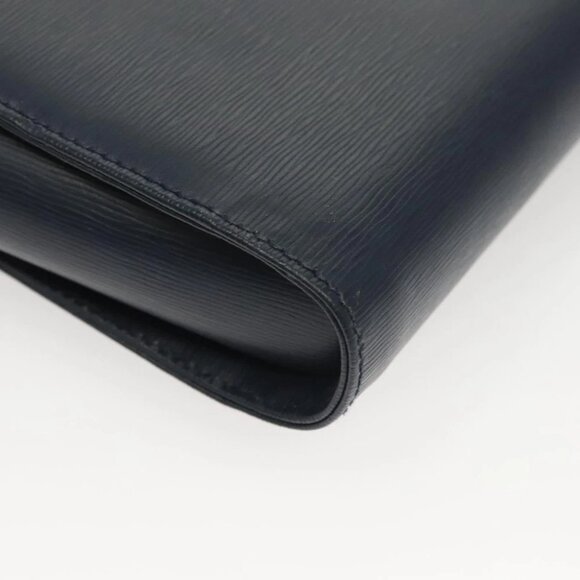 Chloe Chain Shoulder Bag Leather Navy Gold Auth 117976 - Picture 11 of 16